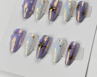 Press on Nails, Pressons, Handmade Press On Nails, custom press on nails, Trendy Nails, chrome nails, fake nails, Gel nails, Summer Nails,
