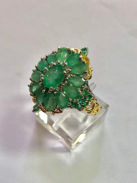 Emerald Multi Stone Cocktail Dress Ring - Etsy