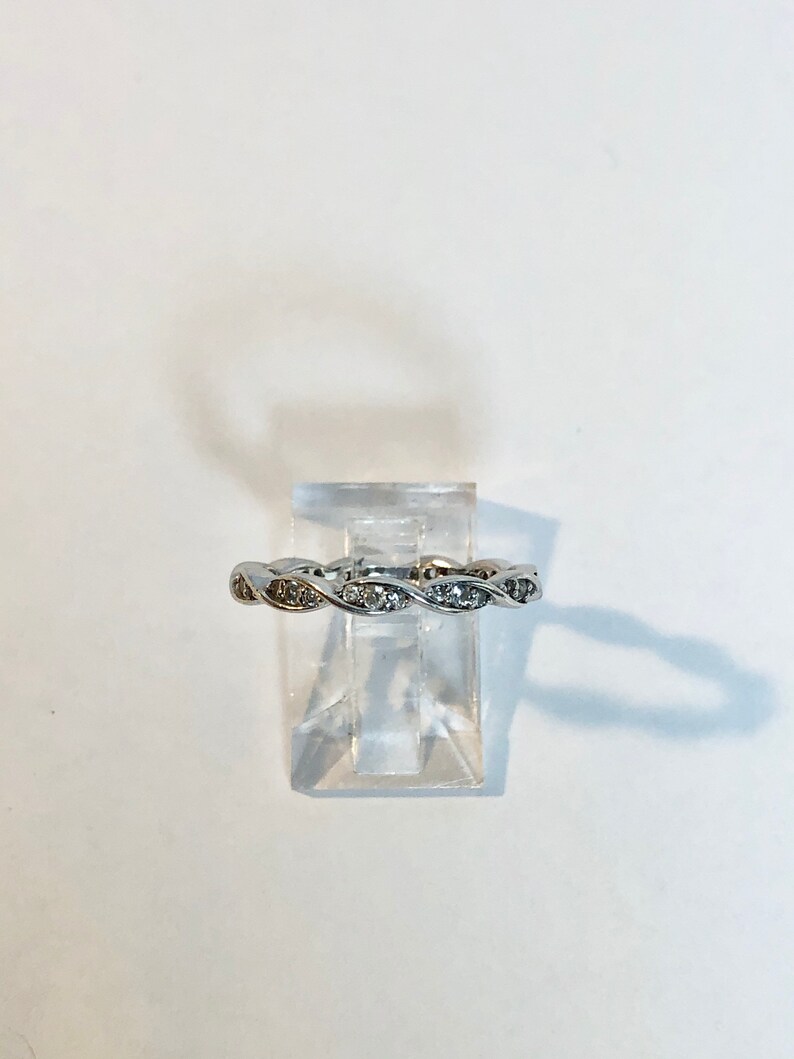 Silver Twist CZ Stacking Ring