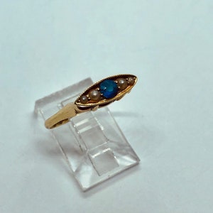 14K Vintage Spinel Seed Pearl Ring