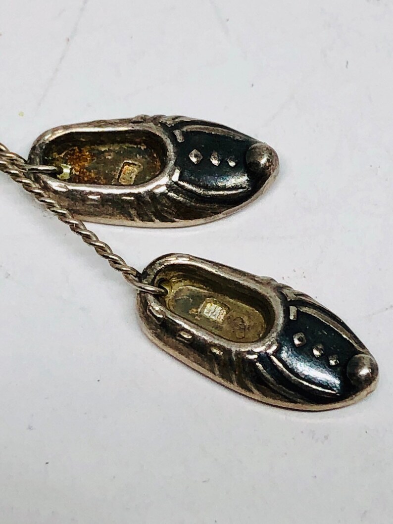 Vintage USSR Ukranian 875 Silver Pin Brooch With Slippers