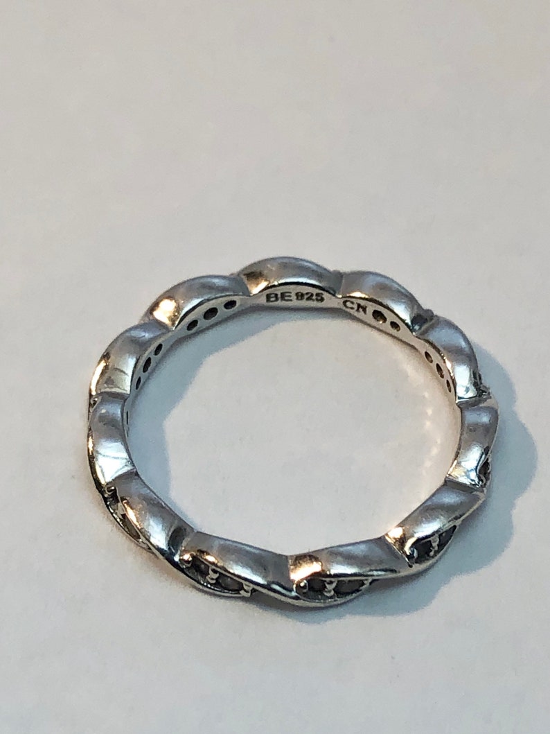 Silver Twist CZ Stacking Ring