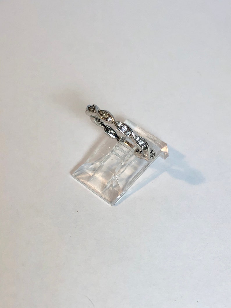 Silver Twist CZ Stacking Ring