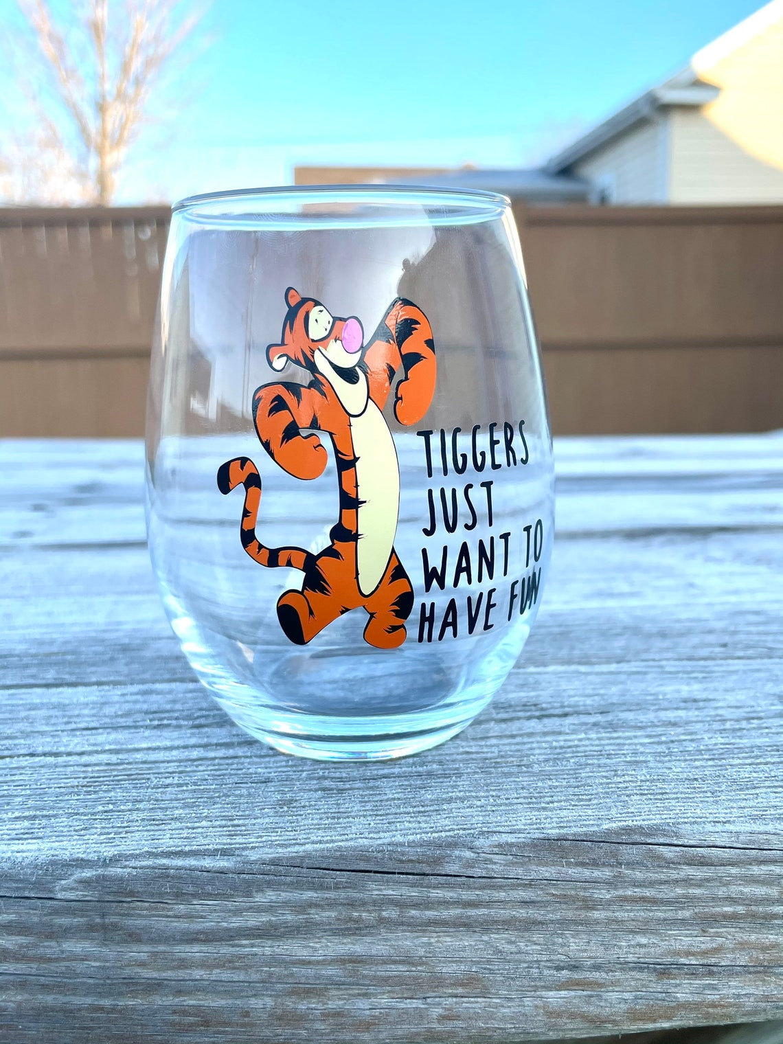 Disney Stemless Wine Glass Winnie the Pooh Tigger Stemless Etsy