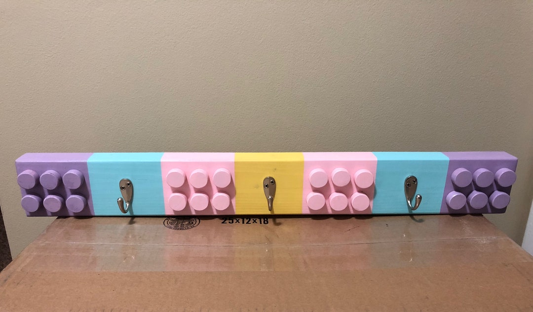 Girls LEGO Coat Rack With Satin Hooks Etsy