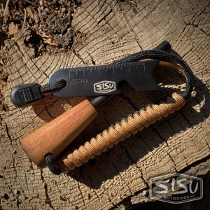 Survival Ferrocerium Rod Fire Starter | Hand-Finished Solid Wood Handle | Multi-Tool Striker | Braided Paracord Lanyard