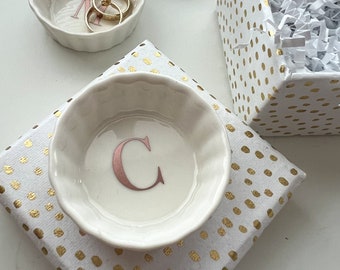 Small Scallop Edge Custon Ring Dish Jewelry Accessory Dish Monogram Bridesmaids Gift Personalized Plate Home Decor For Her Magic Celestial