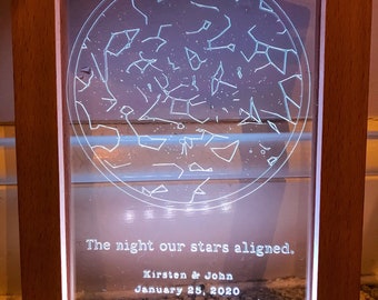 Framed Custom Constellation Night Light Star Map LED Frame for Loved Ones Family Friends Anniversary Gift Personalized Night Sky Star Chart
