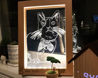 Custom LED Night Light Portrait of Loved Ones Family Friends Pet Her Him Gifts Personal Caricature Nightlight Customized Picture Frame