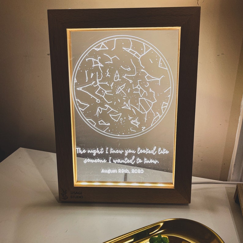 Framed Custom Constellation Night Light Star Map LED Frame for Loved ...