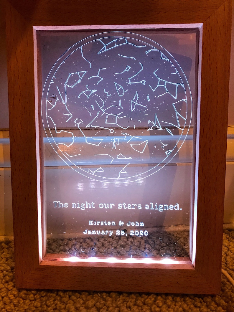 Framed Custom Constellation Night Light Star Map LED Frame for Loved ...