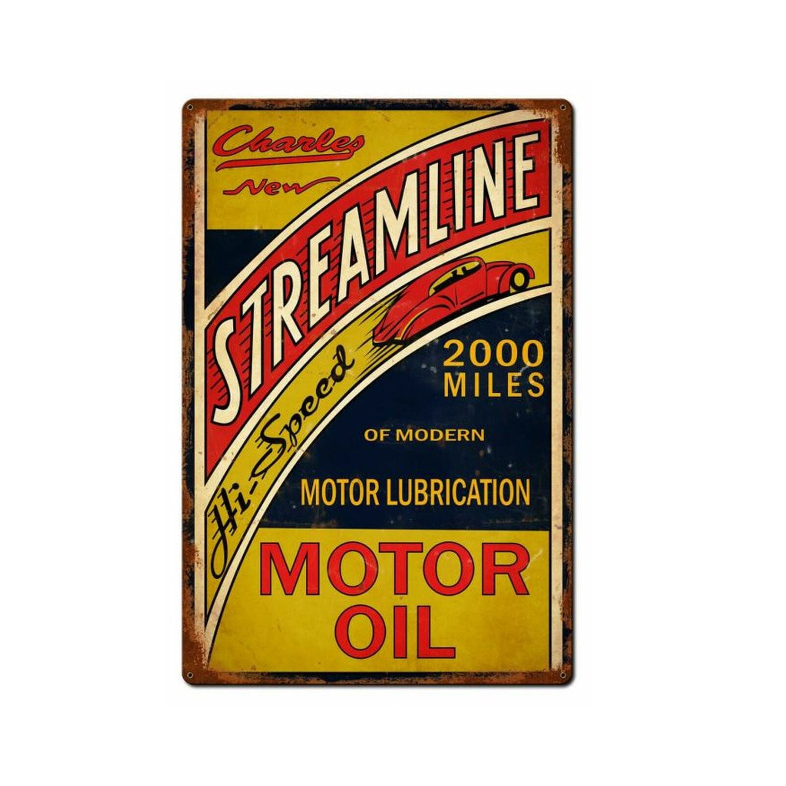 Streamline Motor Oil Metal Sign 24 x 36 Inches