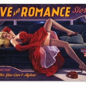 Love And Romance Pinup Girl Metal Sign 36 x 24 Inches