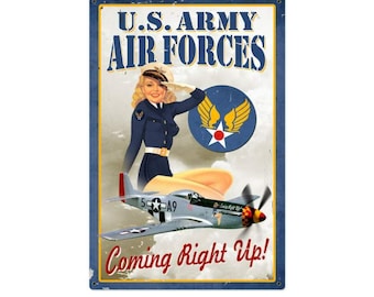 Retro Air Force Pinup - Pin-Up Girl Metal Sign 24 x 36 Inches