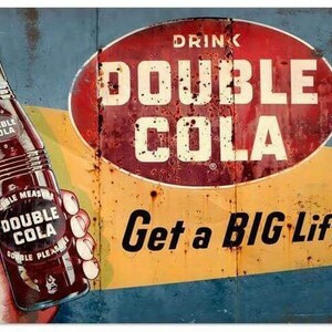 Retro Double Cola Metal Sign 36 x 24 Inches