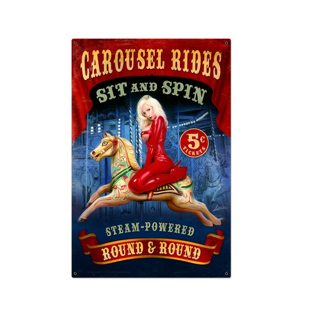 Carousel Rides Sign Retro Round and Round Carousel Rides Metal Sign 24 X 36 Inches - Etsy