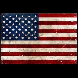 Rustic USA Flag Metal Sign 36 x 24 Inches