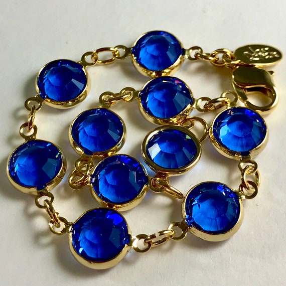 Joan Rivers Signed Cobalt Blue Bezel Bracelet | D… - image 8