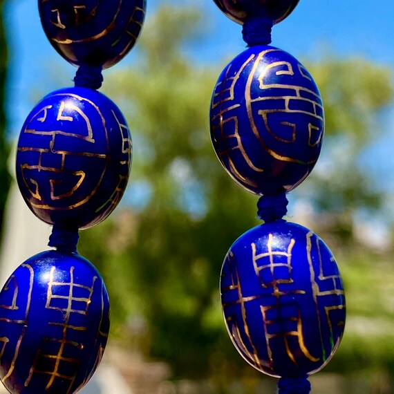 Chinese Export Hand Painted Cobalt Blue Porcelain… - image 4