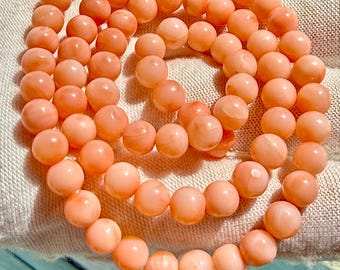 Vintage Natural Pink Coral Bead Necklace 16.5” 14K Gold Clasp