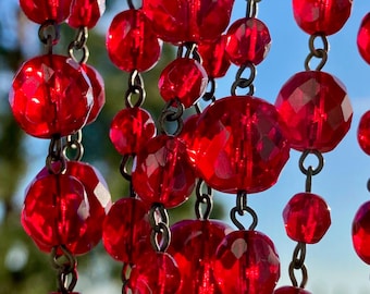 Vintage Graziano Garnet Red Glass 4 Strand Necklace 16"