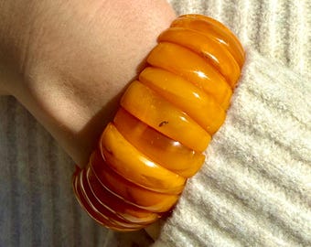 Vintage Baltic Amber Bracelet 34g Natural Egg Yolk Butterscotch Soviet Amber
