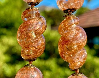 Vintage Murano Aventurine Necklace 15.5" Twisted Venetian Beads