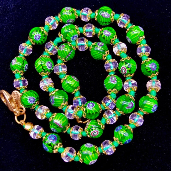 Venetian Murano Glass Bead Green Millefiori Flower Square Bracelet 7-8 inches Fashion Jewelry Venetian Murano Glass Bead Green Millefiori Flower Square Bracelet 7-8 inches Fashion Jewelry