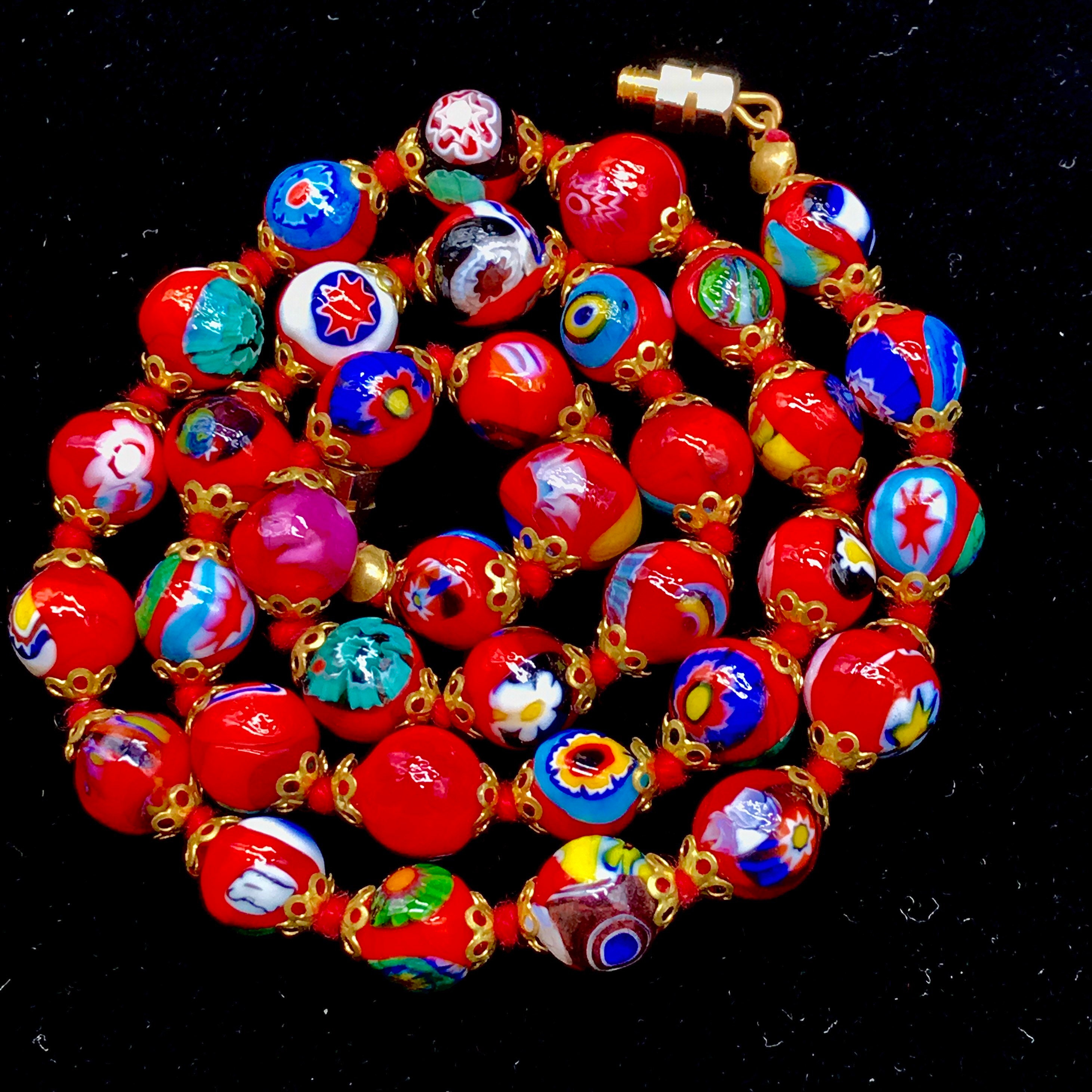 Pink Dogaressa Round 18mm Wholesale Venetian Glass Beads, Murano Glass Beads,  Blown Beads, Lampwork Beads, Millefiori