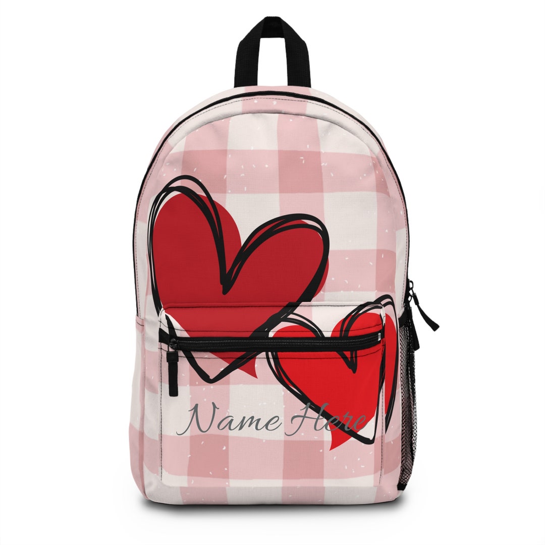 Pink Plaid Canvas Backpack For Kids - 10x13.9x4 Inch Casual Daypack With Adjustable Straps