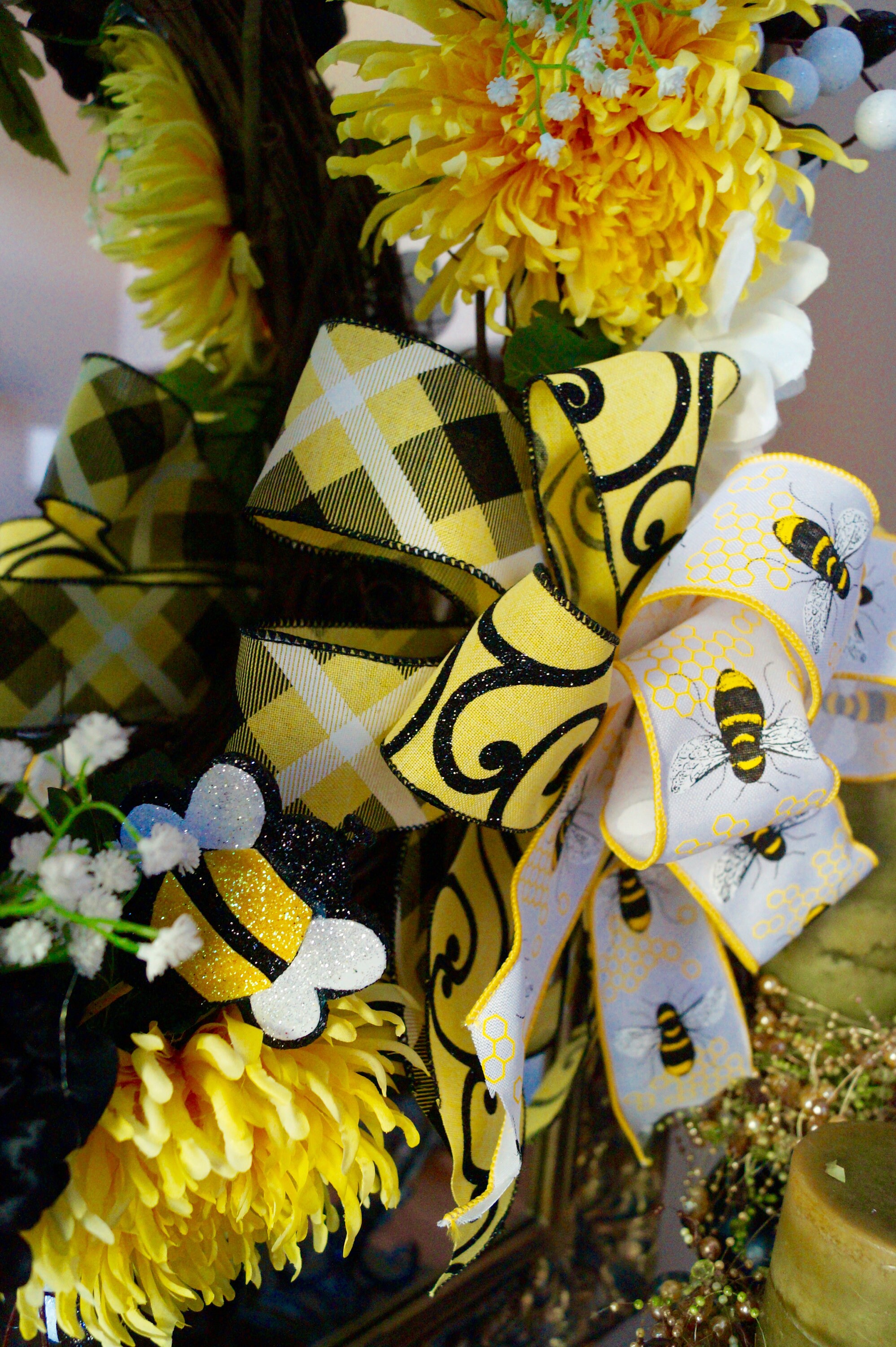 Summer Wreath, Spring Wreath, Bumble Bee Wreath, Front Door Wreath ...