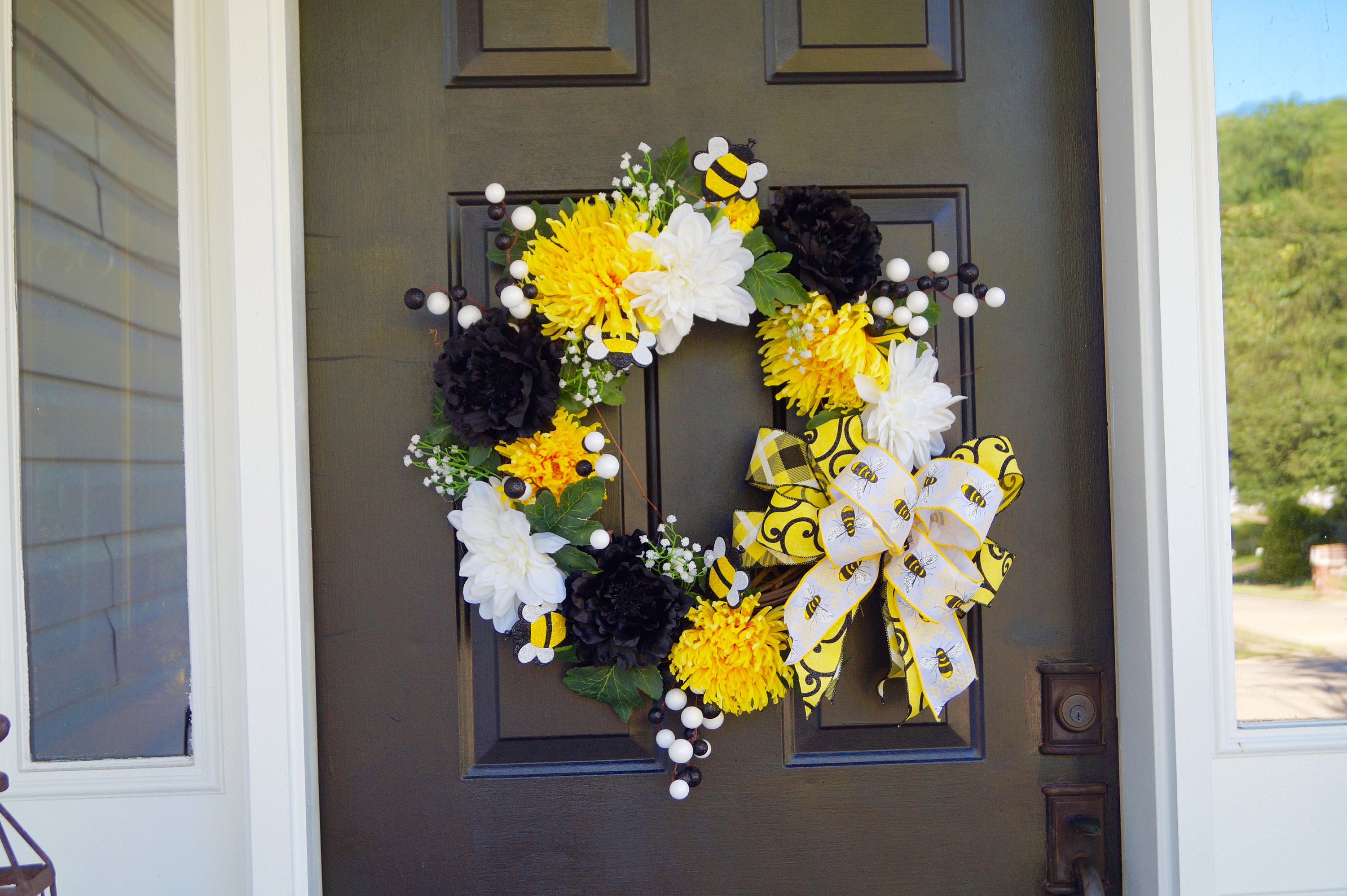 Summer Wreath, Spring Wreath, Bumble Bee Wreath, Front Door Wreath ...