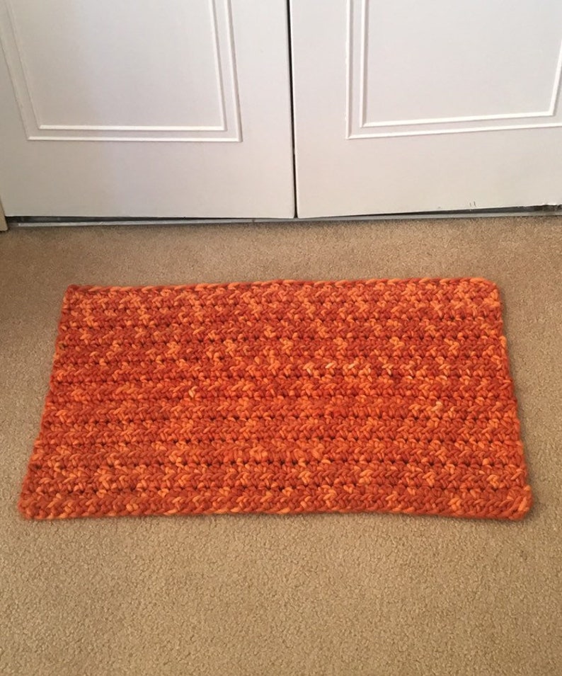 Burnt orange rug kitchen floor mat mudroom rug wool | Etsy