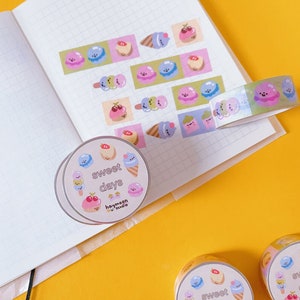 Sweet Days Washi Tapes, süße Washi Tapes, dekoratives Washi Tape, Bujo Washi Tape, dünnes Washi Tape, Journaling Zubehör, süßes Washi Tape