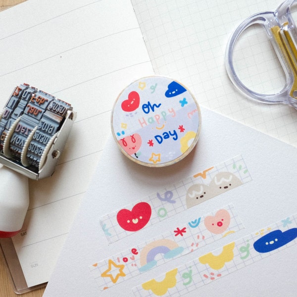 Oh Happy Day Washi Tapes, Niedliche Washi Tapes, Niedliches Briefpapier, Klebeband und Dekoration