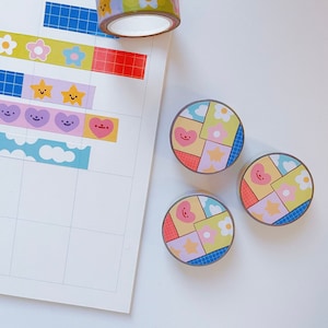 Kawaii Journal Muster Washi Tapes, süße Washi Tapes, dekoratives Washi Tape, Bujo Washi Tape, Journaling Zubehör, buntes Washi Tape