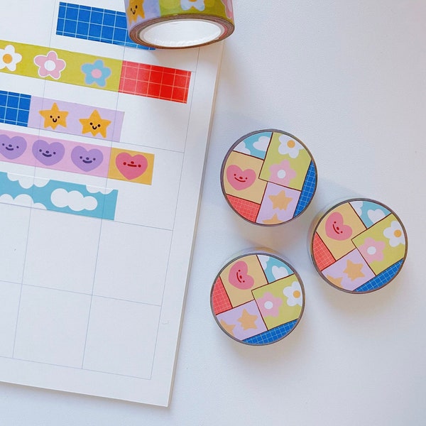 Kawaii Journal Pattern Washi Tapes, Cute Washi Tapes, decorative washi tape, bujo washi tape, journaling supplies, colorful washi tape
