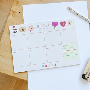 Kawaii Wochenplaner, Handmade Memo Pad, Kawaii Memo Pad, Tagesplaner, Wochenplaner, Wochenagenda, Notizblock, Produktivitätsplaner