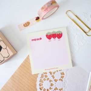Niedliche Erdbeeren Triplets Notizblöcke, Handgemachter Notizblock, Kawaii Notizblock, Niedlicher Notizblock, Niedliche Kunst, Niedlicher Charakter Notizblock, Niedliches Briefpapier,