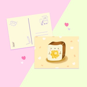 Cartão postal Toastie, Cartão postal A7, Cartão postal fofo, Impresso em papel fosco, Cartão postal Kawaii, Arte de ilustração digital