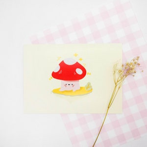 Cartolina Kawaii Mushroom, cartolina A7, cartolina carina, stampata su carta opaca, cartolina kawaii, illustrazione digitale