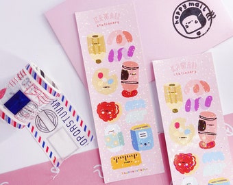 Kawaii Stationery Polco Sticker, Waterproof Deco Vinyl Sticker Sheet, Sticker for Laptop or Journal, Holographic Sticker, Vinyl Stickers