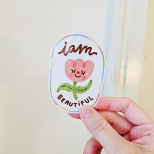 Adesivo "I am Beautiful", citazioni di affermazione, adesivo di affermazione, decalcomanie di affermazione, adesivi di affermazione, adesivo motivazionale