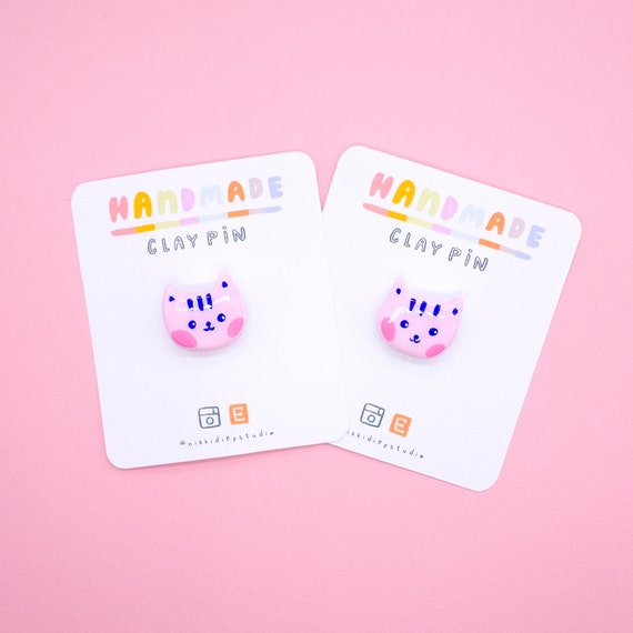 Set of 1 Pin: My Cat Sake Handmade Clay Pin