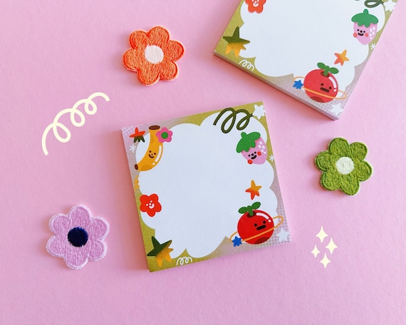 Magical Fruities Notepad, Square Notepad, Kawaii Memo Pad,Cute Memo Pad, Cute Art, Cute Character Note Pad, Cute Stationery,Kawaii Notepad