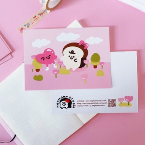 Toastie with Love Mini Print, Cartão Postal A7, Cartão Postal Bonito, Impresso em Papel Mate, Cartão Postal Kawaii, Arte de Ilustração Digital
