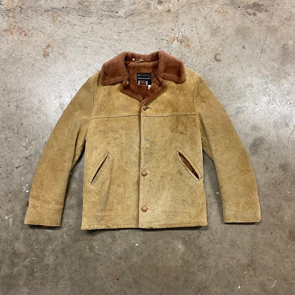 Vintage 60s Towncraft Suede Leather Fur Lined Jacket | M