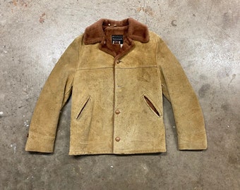 Vintage 70s Chestnut Suede Heavy Fur Lined Snap Button up Vintage 70s Chestnut Suede Heavy Fur Lined Snap Button up