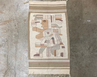 Vintage 70s Wool Southwestern Zapotec Rug