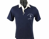 Vintage 70s Southeastern Oklahoma State University Student Senate Navy Blue Collared Shirt Small